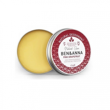 BEN&ANNA Naturalny dezodorant na bazie sody 0% aluminium w kremie w puszce PINK GRAPEFRUIT 45g